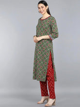 Pure Cotton Printed Kurta Pant Dupatta-VKSKD1268AB